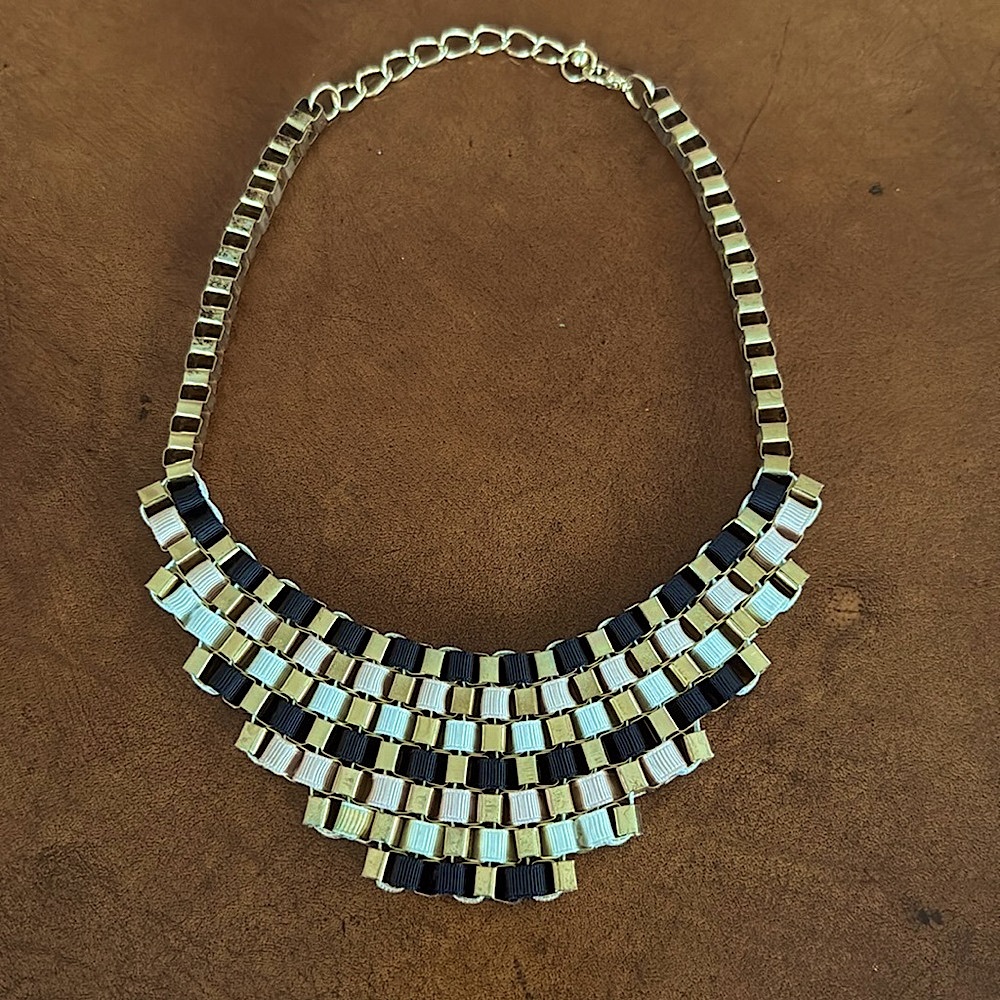 Costume Gold & Ribbon Necklace.